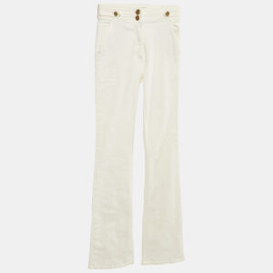 elisabetta franchi white denim wide-leg jeans s waist 25"