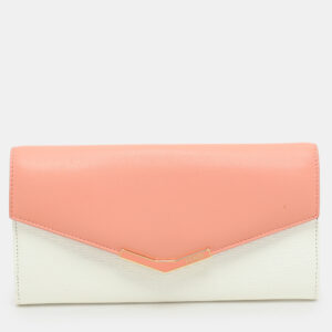 fendi white/peach leather 2jours continental wallet