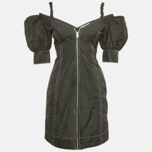 ganni black crepe cold shoulder mini dress xs