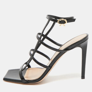 gianvito rossi black leather mondry sandals size 38