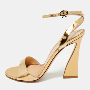 gianvito rossi gold leather slingback heeled sandals size 39