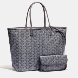 goyard grey goyardine coated canvas and leather saint louis pm tote bag