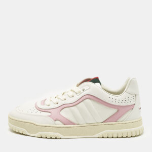 gucci white/pink leather gg lace up sneakers size 39