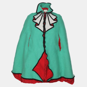gucci green wool trompe l'oeil cape m