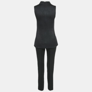 gucci black jacquard wool and silk top and pants set s
