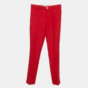 gucci red crepe flared trousers s