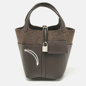 herm&egrave;s ebene swift leather and feutre picotin lock 18 go team bag