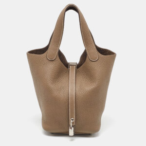 hermes etoupe grey taurillon clemence leather picotin lock 18 bag