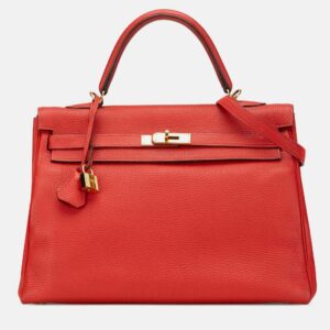 hermes 35 kelly ii red togo leather shoulder bag