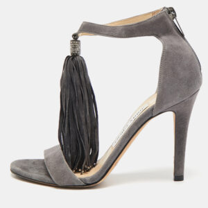 jimmy choo grey suede ankle strap sandals size 35.5