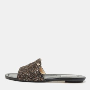 jimmy choo bronze glitter nanda flat slides size 41.5