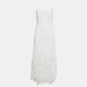 simkhai white chiffon pleated lace maxi dress s
