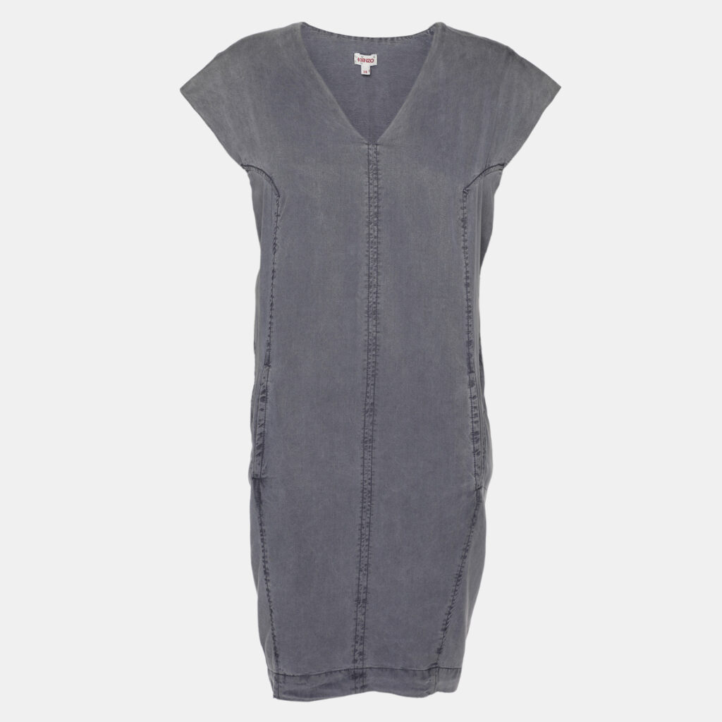 luxury-women-kenzo-used-clothes-p1089800-001.jpg Kenzo Grey Lyocell Dress M