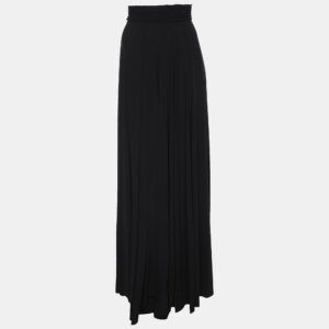 lanvin black stretch satin maxi skirt m