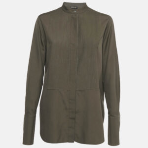 loro piana olive green silk carissa tuxedo shirt s