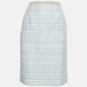 louis vuitton blue lurex tweed pencil skirt m