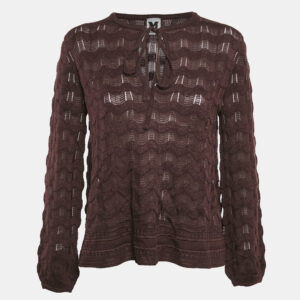 m missoni dark purple wavy knit long sleeve top s