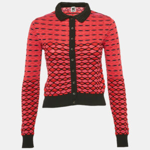 m missoni red crochet collar patterned knit cardigan s