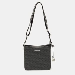 michael kors black signature coated canvas jet set crossbody bag