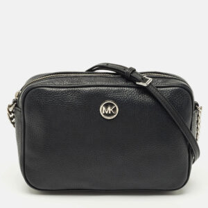 michael michael kors black leather fulton shoulder bag