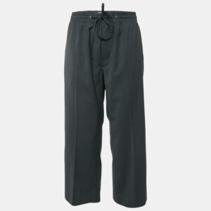 miu miu charcoal black wool blend straight leg trousers m