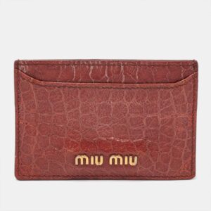 miu miu brown crackle leather card holder