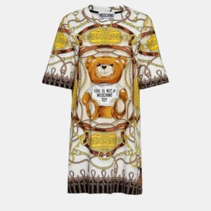 moschino multi military teddy scarf print dress l