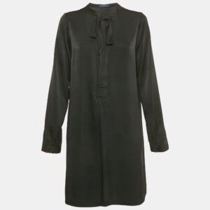 polo ralph lauren black satin mini dress s
