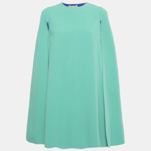 roksanda blue two toned crepe cape short dress m