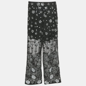 self-portrait black sequined deco trousers s