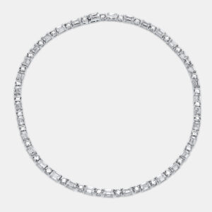 54 cts round emerald 18k white gold lab grown diamonds necklace