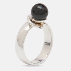 tiffany & co. door knocker onyx sterling silver ring size 56