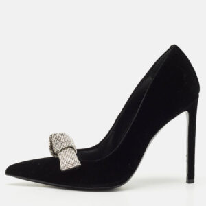 tom ford black velvet crystal embellished bow pumps size 41