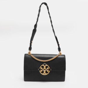 tory burch black leather and suede miller shoulder bag