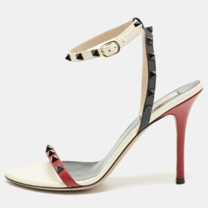 valentino tricolor leather rockstud ankle strap sandals size 40