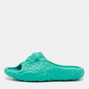 versace blue rubber medusa embossed pool slides size 39