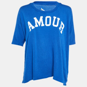 zadig & voltaire blue cotton & modal knit amour printed t-shirt s