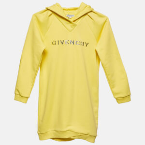 givenchy yellow logo embroidered cotton hoodie dress 12y
