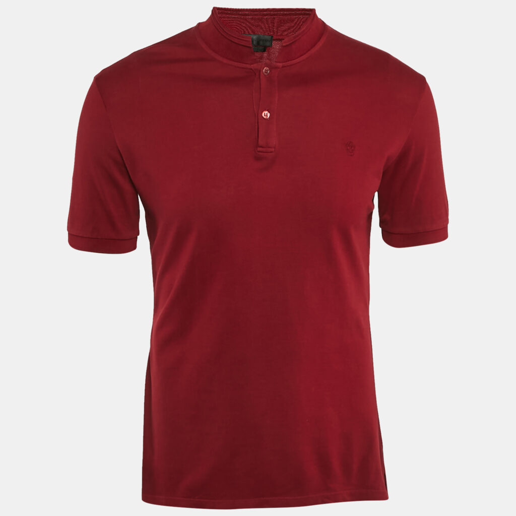 luxury-men-alexander-mcqueen-used-clothes-p1087600-003.jpg Alexander McQueen Burgundy Cotton Pique Polo T-Shirt M