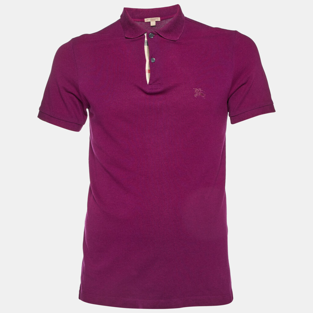 luxury-men-burberry-brit-used-clothes-p1016258-003.jpg Burberry Brit Purple Cotton Pique Knit Logo Embroidered Polo T-Shirt S