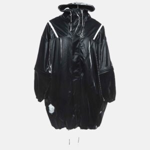 givenchy black contrast trim synthetic oversized raincoat m