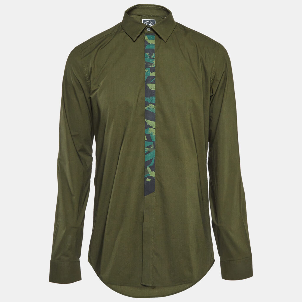 luxury-men-kenzo-used-clothes-p1011989-002.jpg Kenzo Green Cotton Button Front Shirt XL
