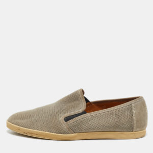 moncler grey perforated suede slip on sneakers size 42