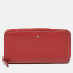 montblanc red leather meisterstuck zip around wallet