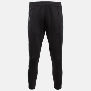 moschino couture black logo side strip stretch knit track pants s