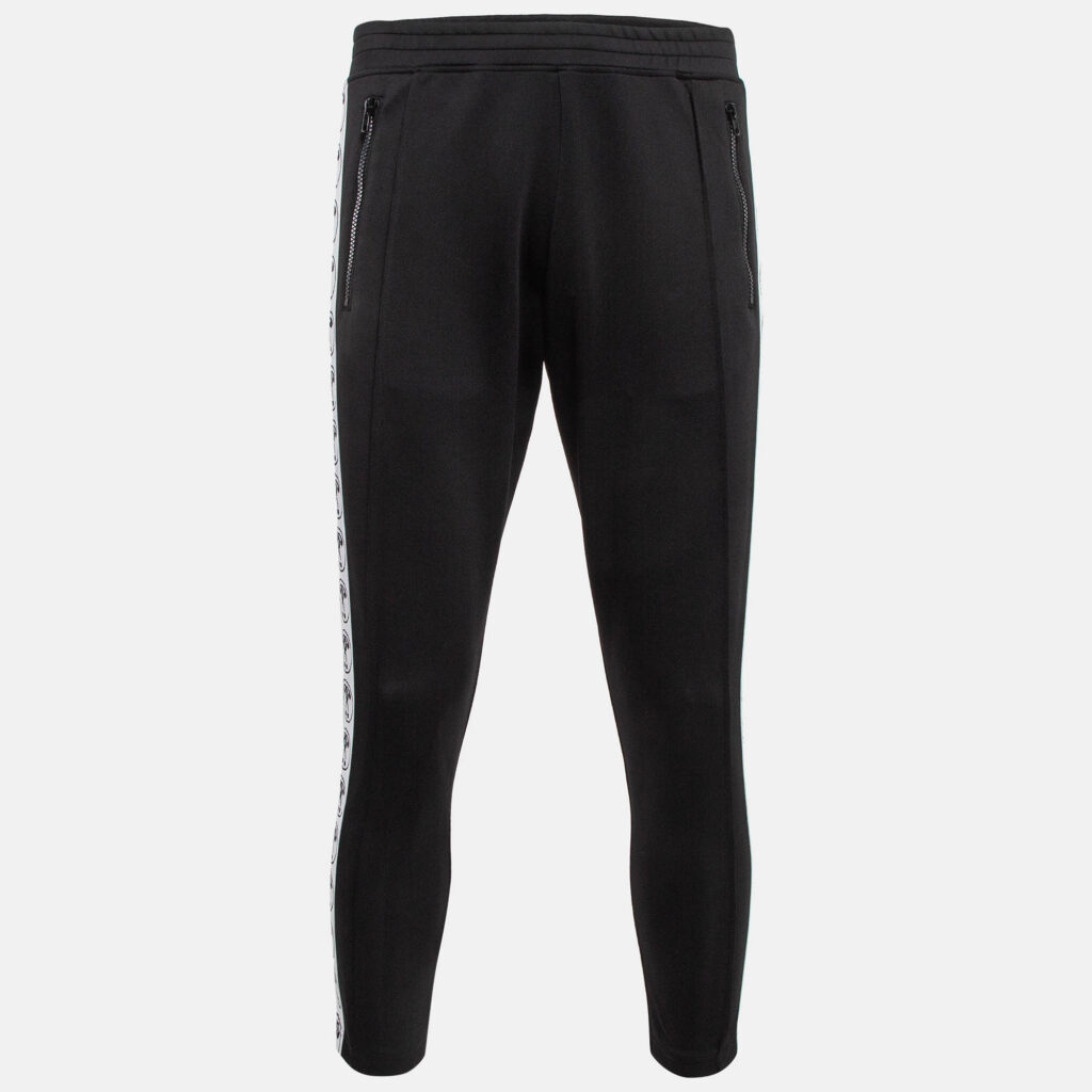 luxury-men-moschino-couture-used-clothes-p1010653-001.jpg Moschino Couture Black Logo Side Strip Stretch Knit Track Pants S
