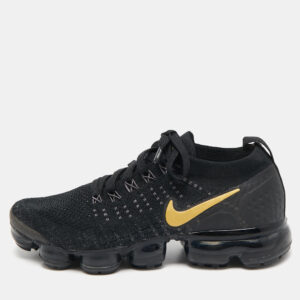 nike black knit fabric vapormax lace up sneakers size 40