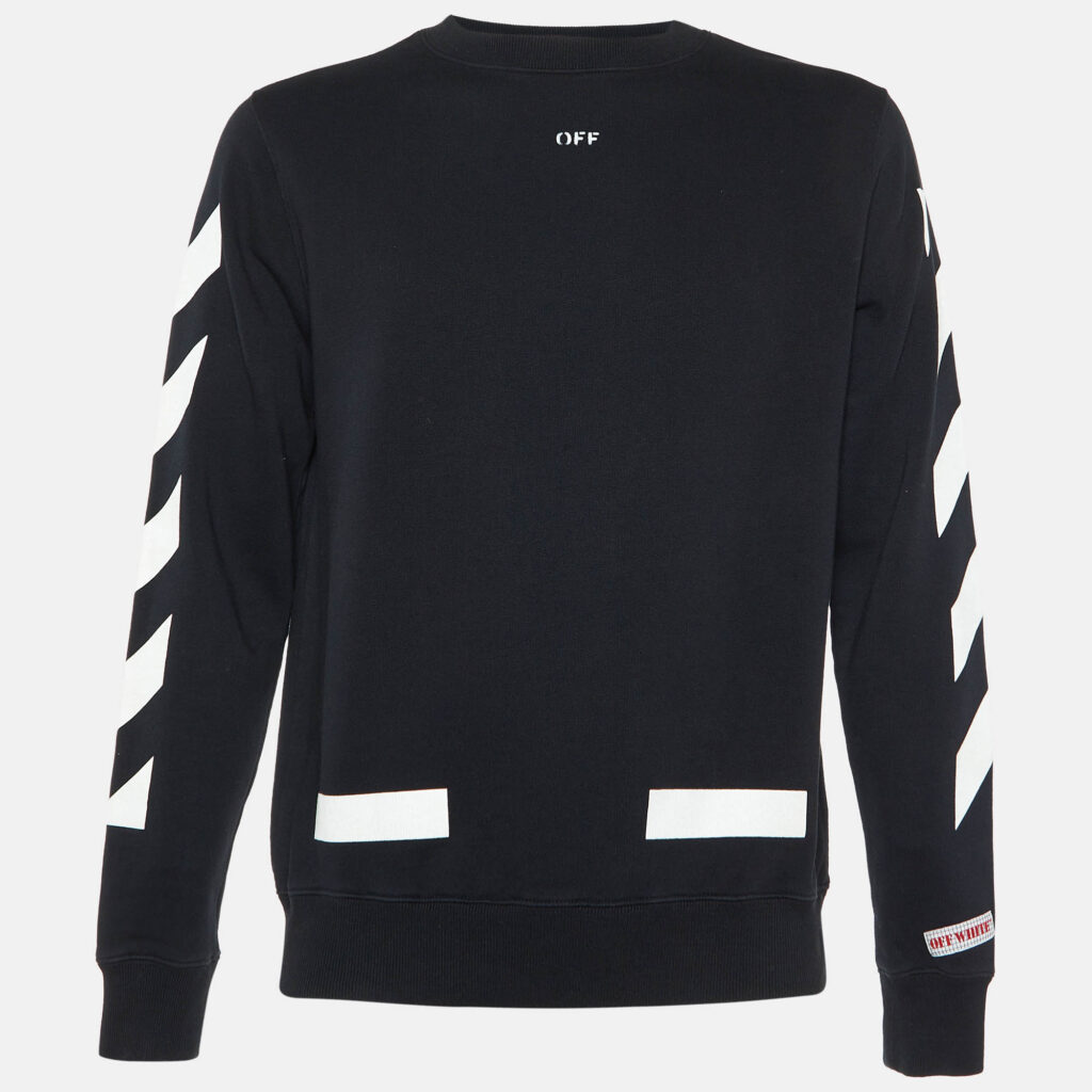 luxury-men-off-white-used-clothes-p1012588-001.jpg Off-White Black Arrow Print Cotton Crew Neck Sweatshirt XS