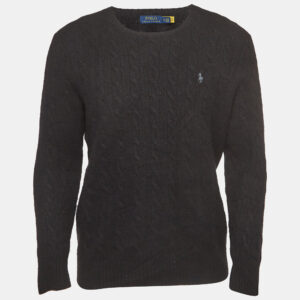 polo ralph lauren black cable knit crew neck sweatshirt xxl