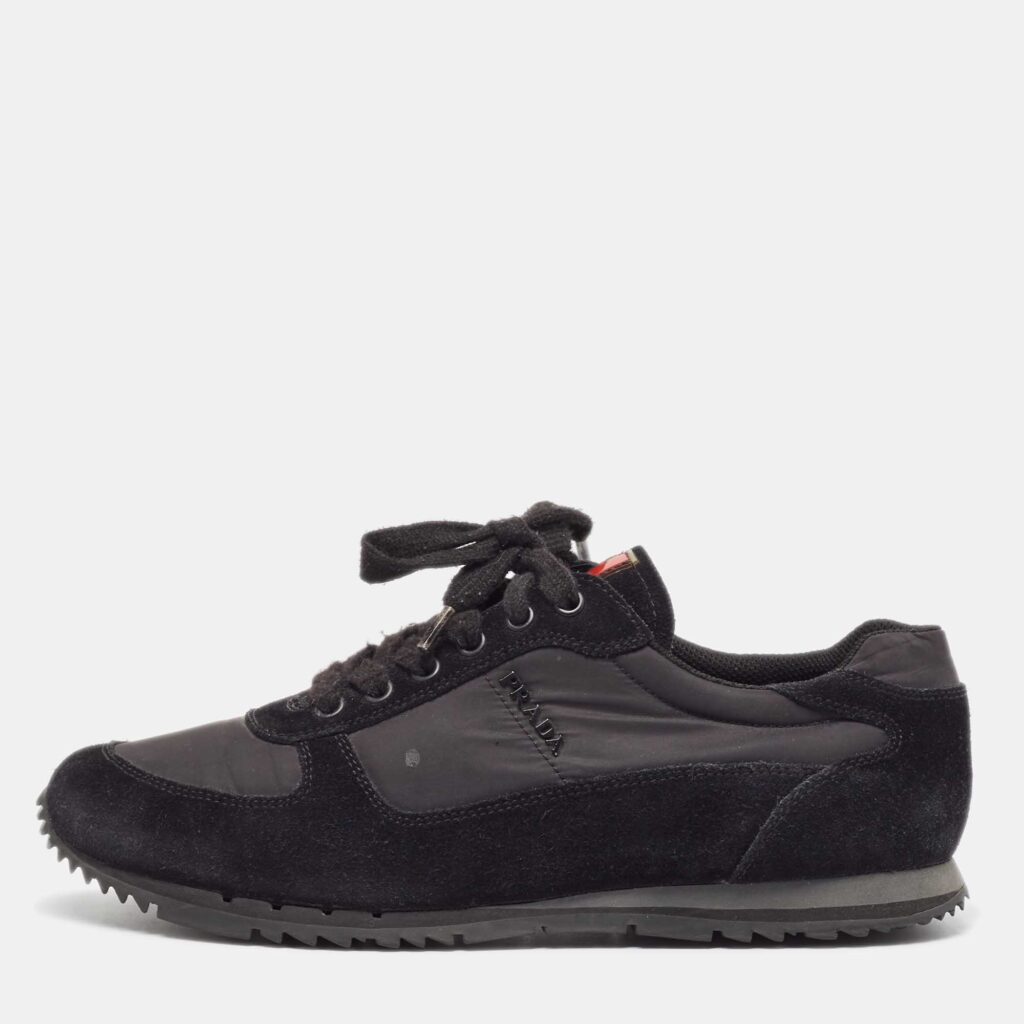 luxury-men-prada-sport-used-shoes-p1012708-003.jpg Prada Sport Black Suede and Nylon Low Top Sneakers Size 41